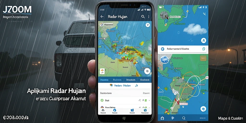 Antarmuka utama J200M dengan fitur Radar Hujan yang interaktif.