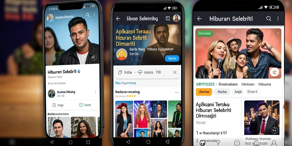 Antarmuka aplikasi menampilkan berita dan foto selebriti terkini.