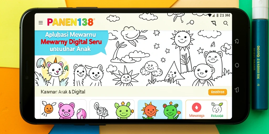 Screenshot antarmuka mewarnai yang ceria dan interaktif dari PANEN138.