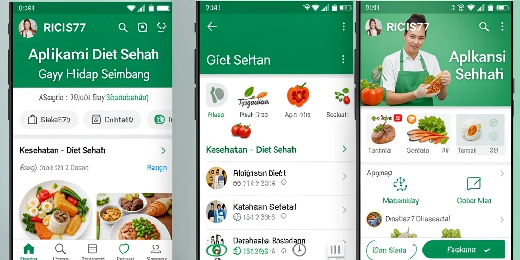Tampilan antarmuka RICIS77 yang menarik dan intuitif untuk diet sehat.