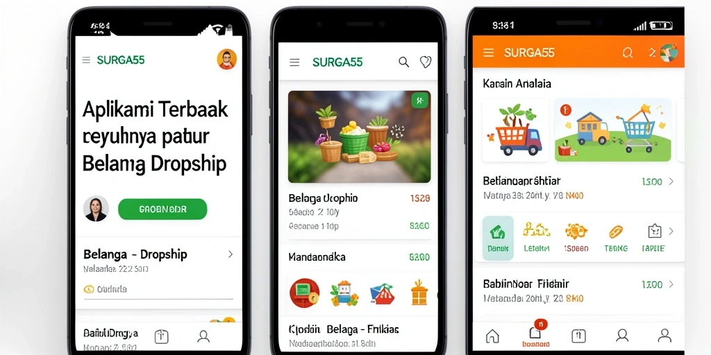 Antarmuka aplikasi SURGA55 yang mudah digunakan untuk dropship.