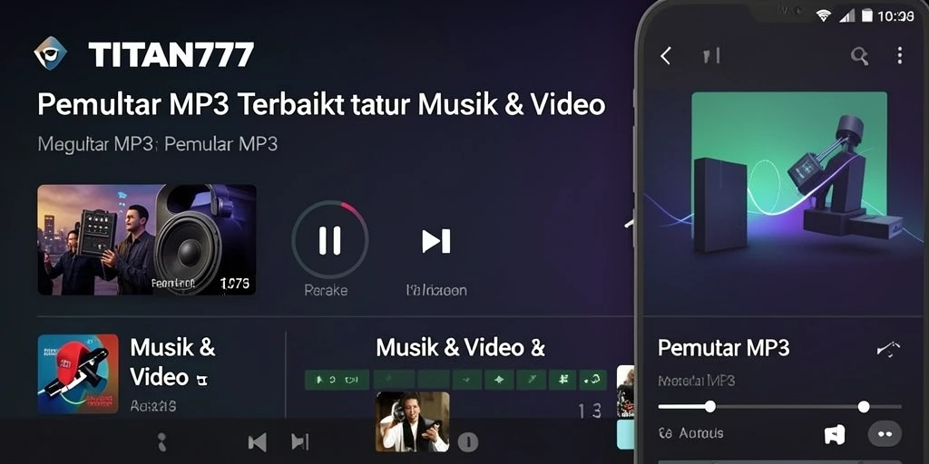 Tampilan antarmuka Pemutar MP3 TITAN777 yang menarik dan user-friendly.